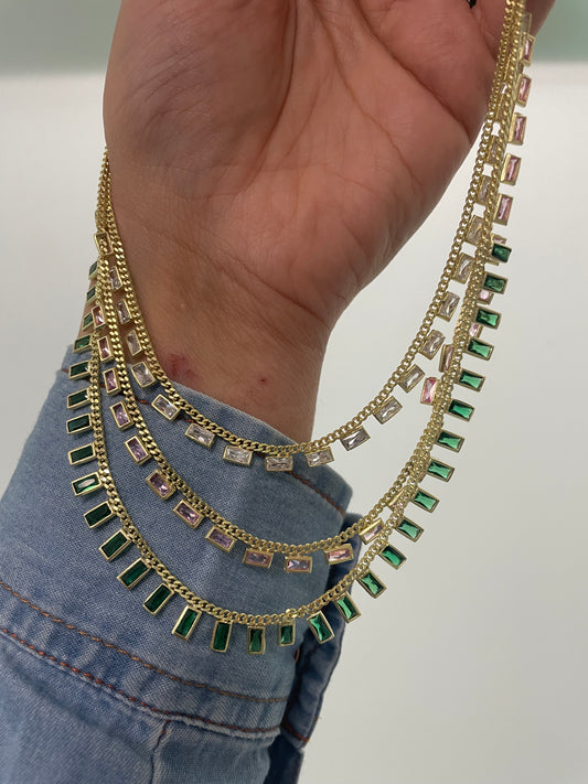 Multi baguette necklace
