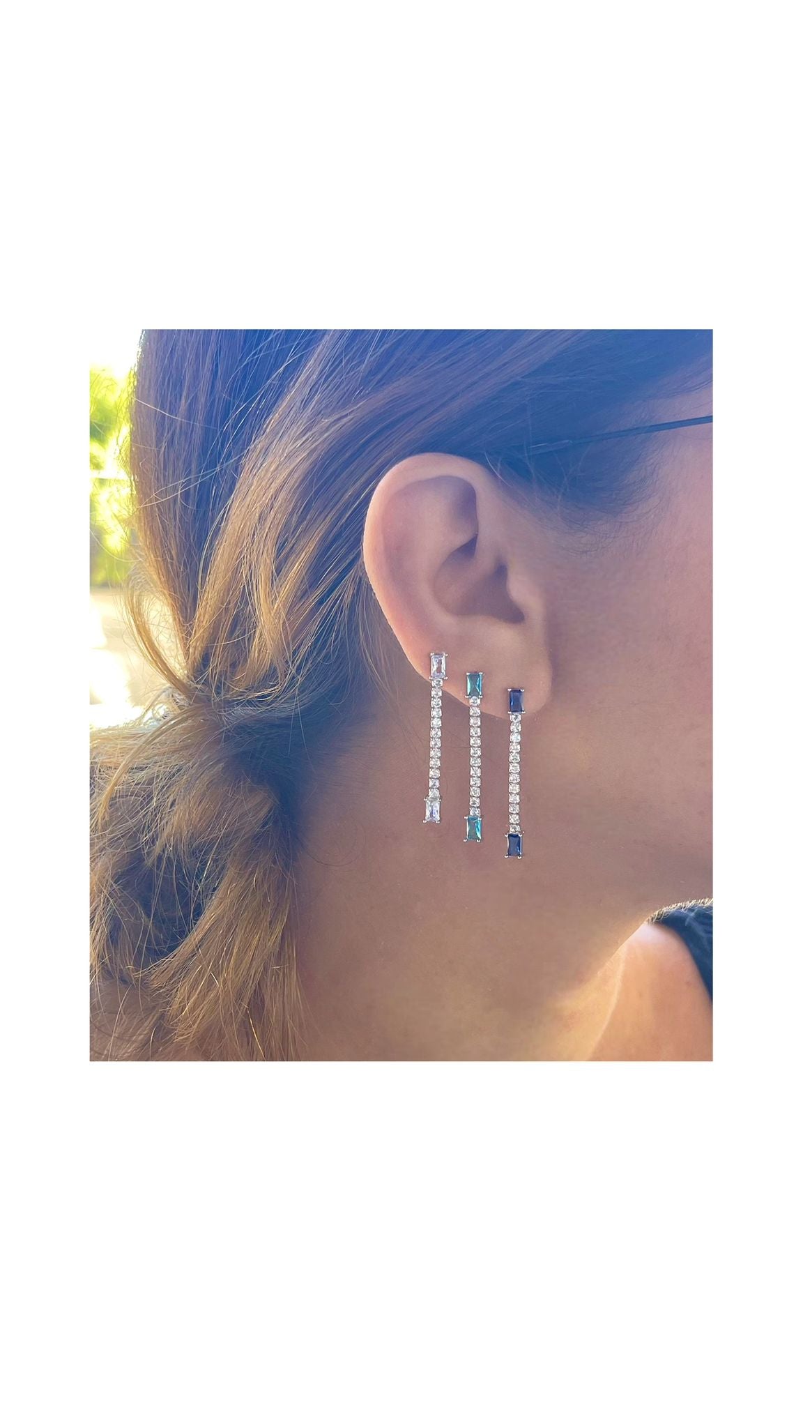 Tennis baguette earrings